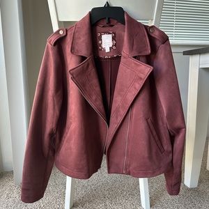 Women's LC Lauren Conrad Suede Moto Jacket. Century Pink. Size Large.